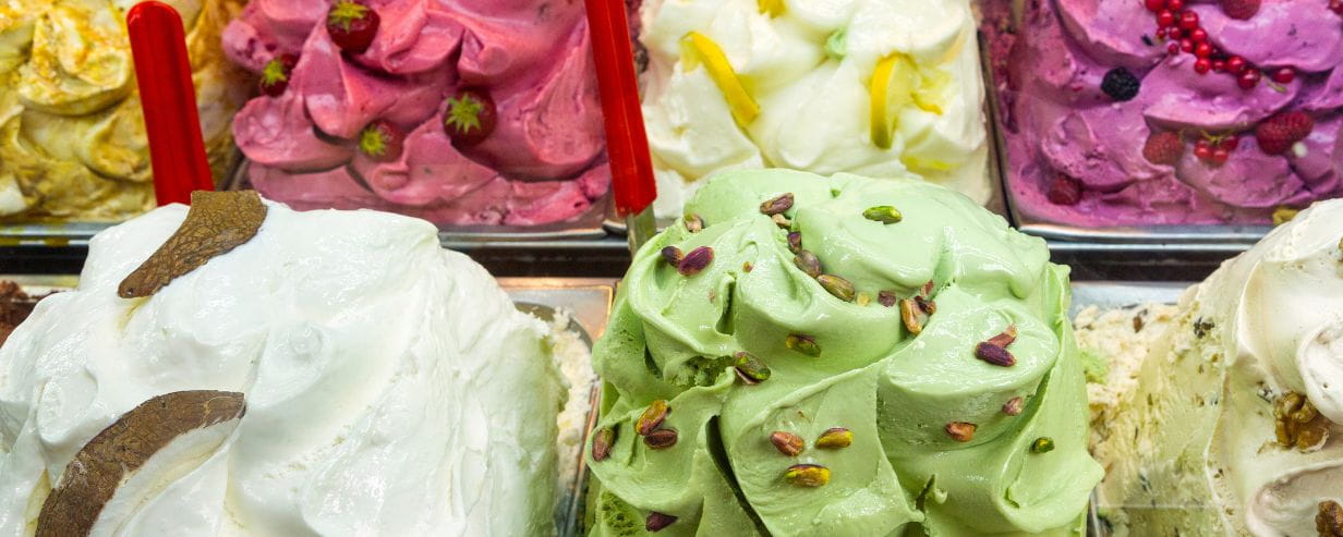 Colourful ice creams