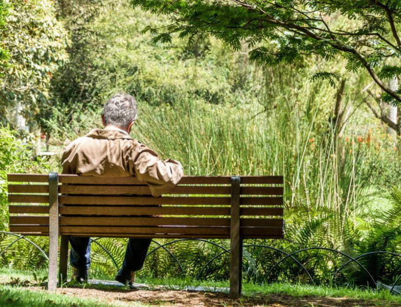 Man sitting alone on a bench 