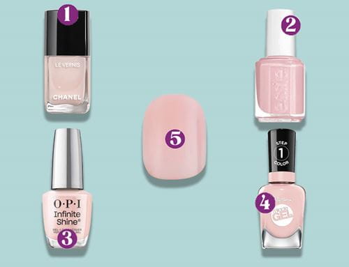 The mentioned nail polish in a montage over a saga blue background