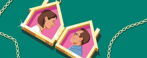Illustration of a couple on a locket