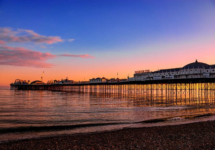 A photo of Brighton Pier at sunset
