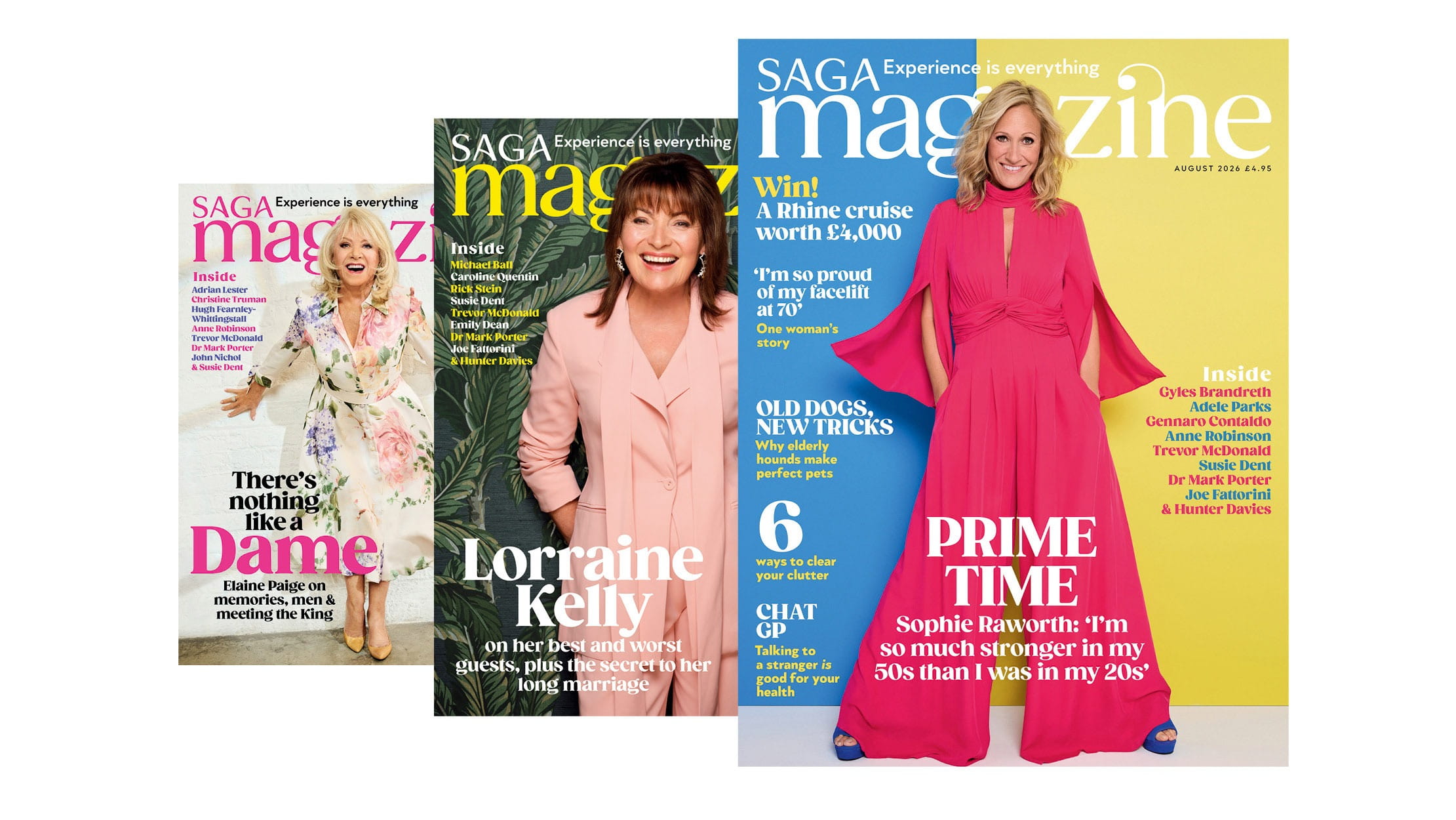 Three of the most recent Saga magazine covers