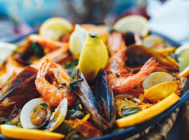 Spanish seafood paella | Getty/nikkytok