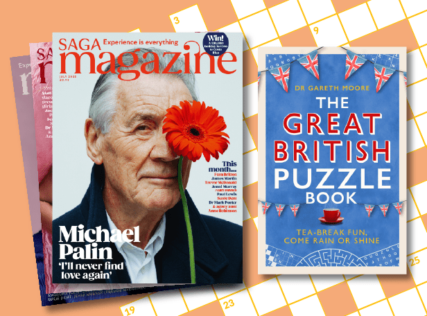 Copies of Saga Magazine next to a puzzle book