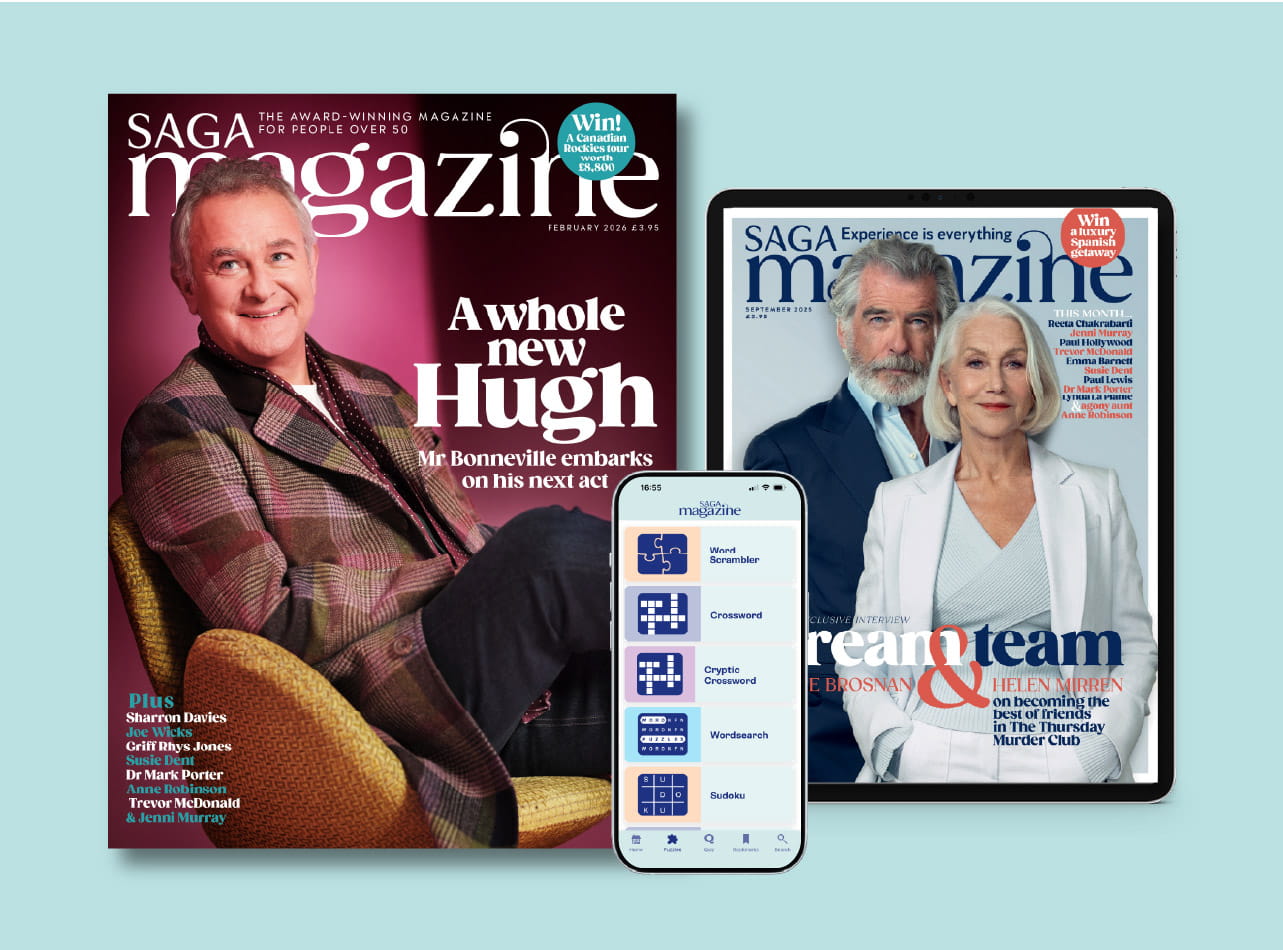 A print magazine, a phone and a tablet