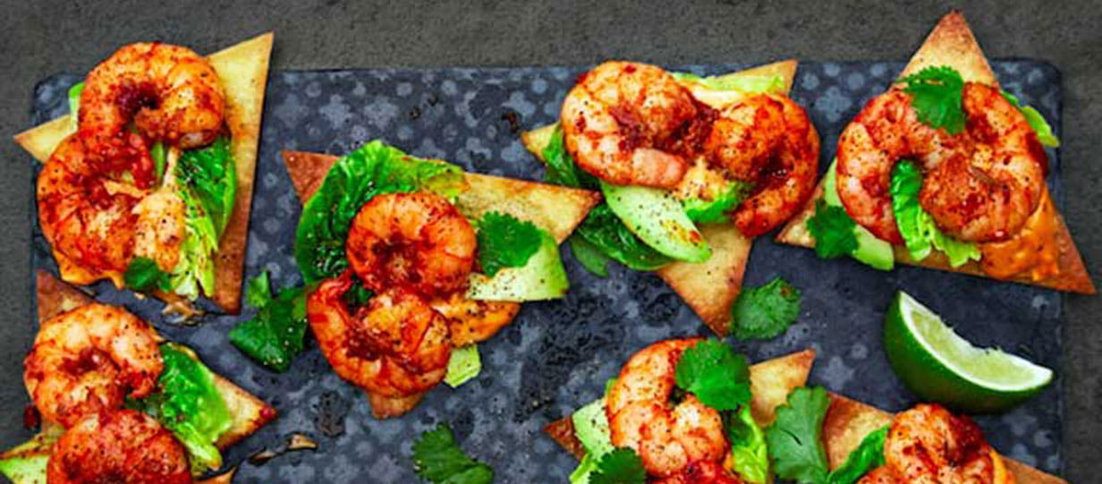 Tiger prawn, avocado and harissa mayo taco