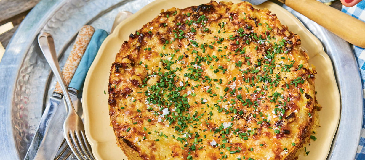 Clodagh McKenna's frittart on a dish garnished with chives