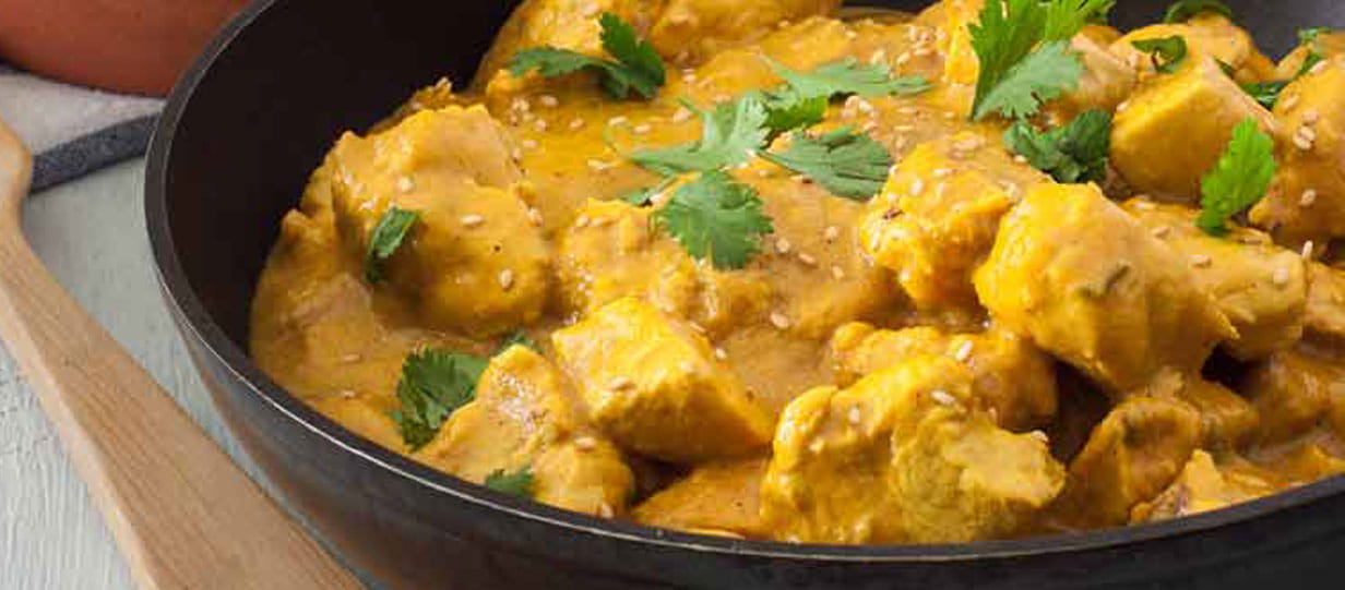 Chicken and coconut curry with mango and Indian spices