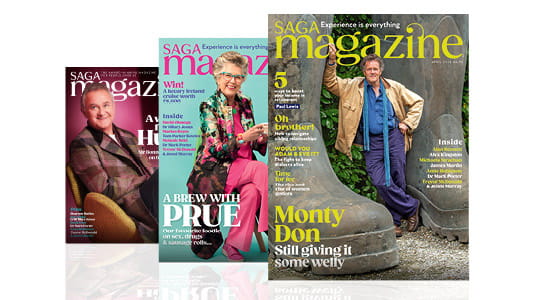 Three of the most recent Saga Magazine print covers