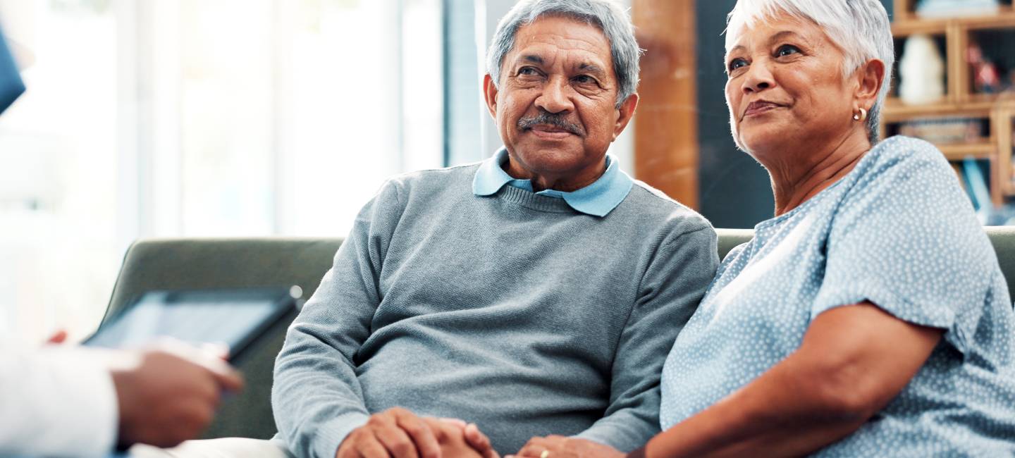 Discussion, insurance or life cover with mature man, woman and meeting for consultation and communication