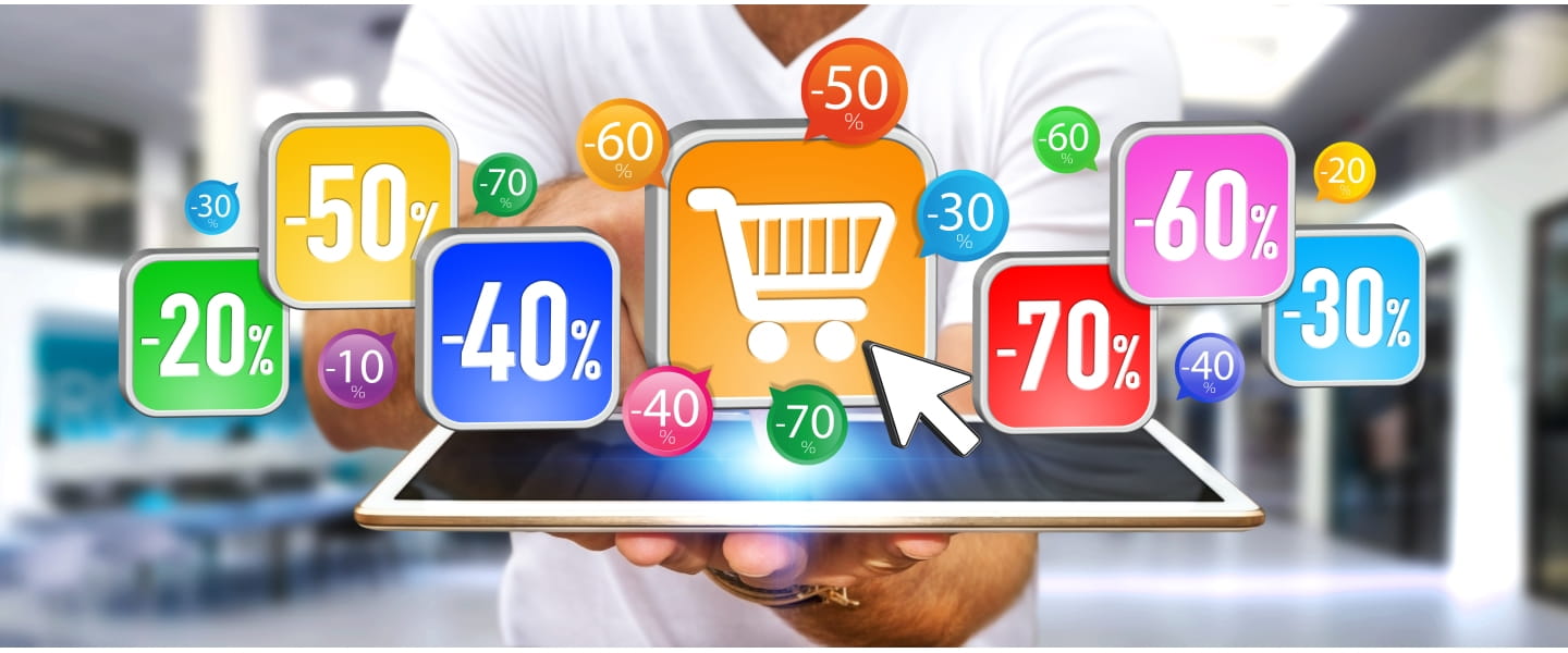 Businessman using modern application to shop online during sales '3D rendering'