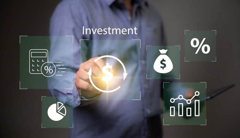 Interest rate and dividend concept, personal investment , return on stocks and mutual funds, long term investment for retirement.