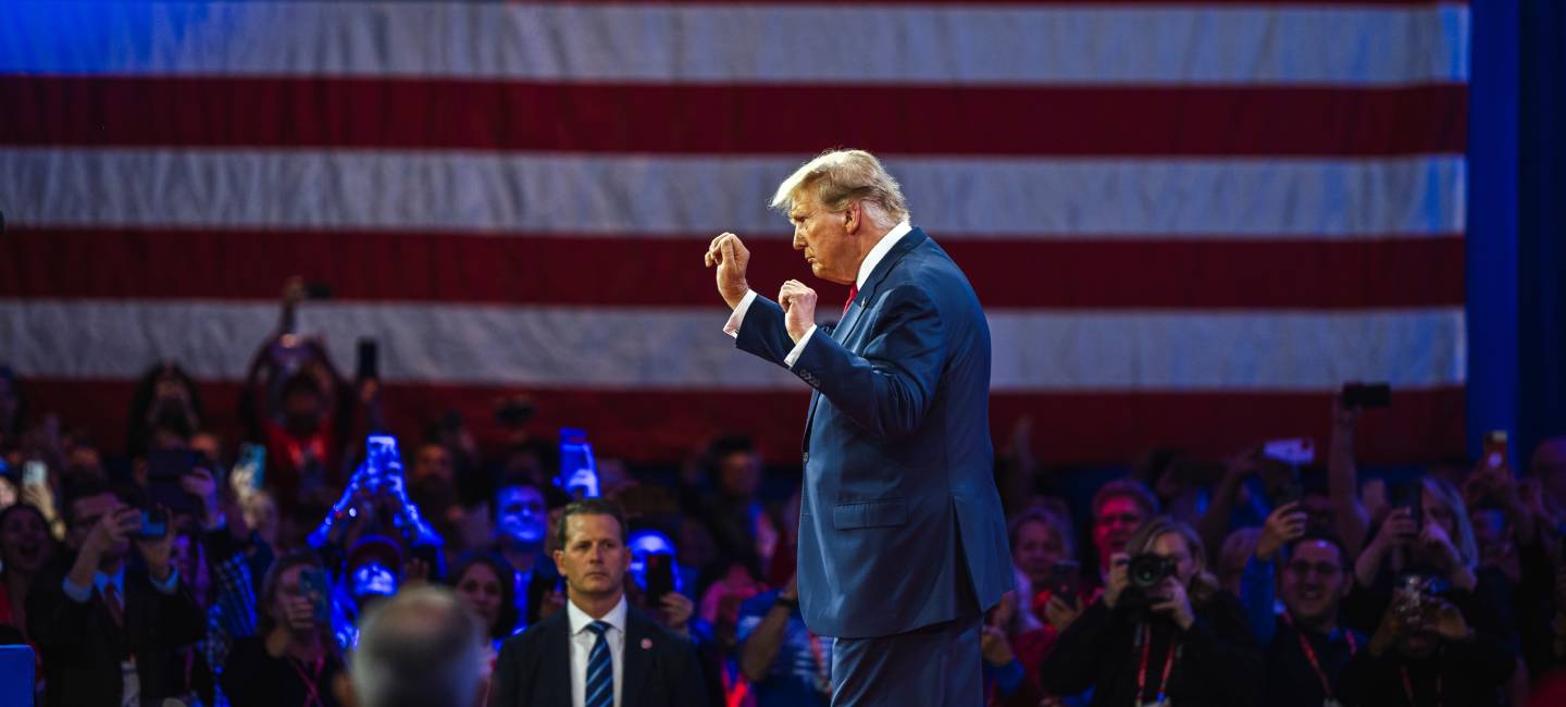 Donald Trump speaks at an event