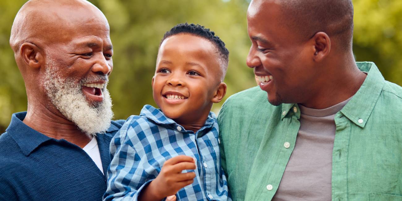 Three generation African American family outside