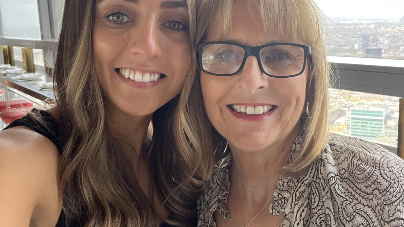 Mother and daughter Victoria and Ana, smiling for the camera