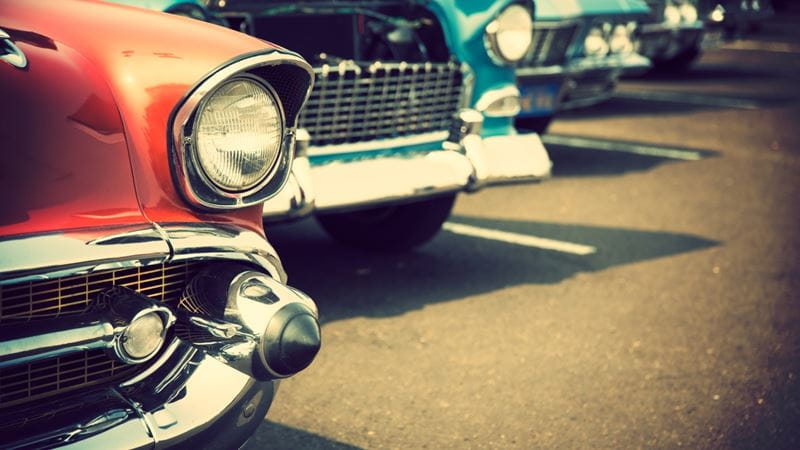 A row of classic cars