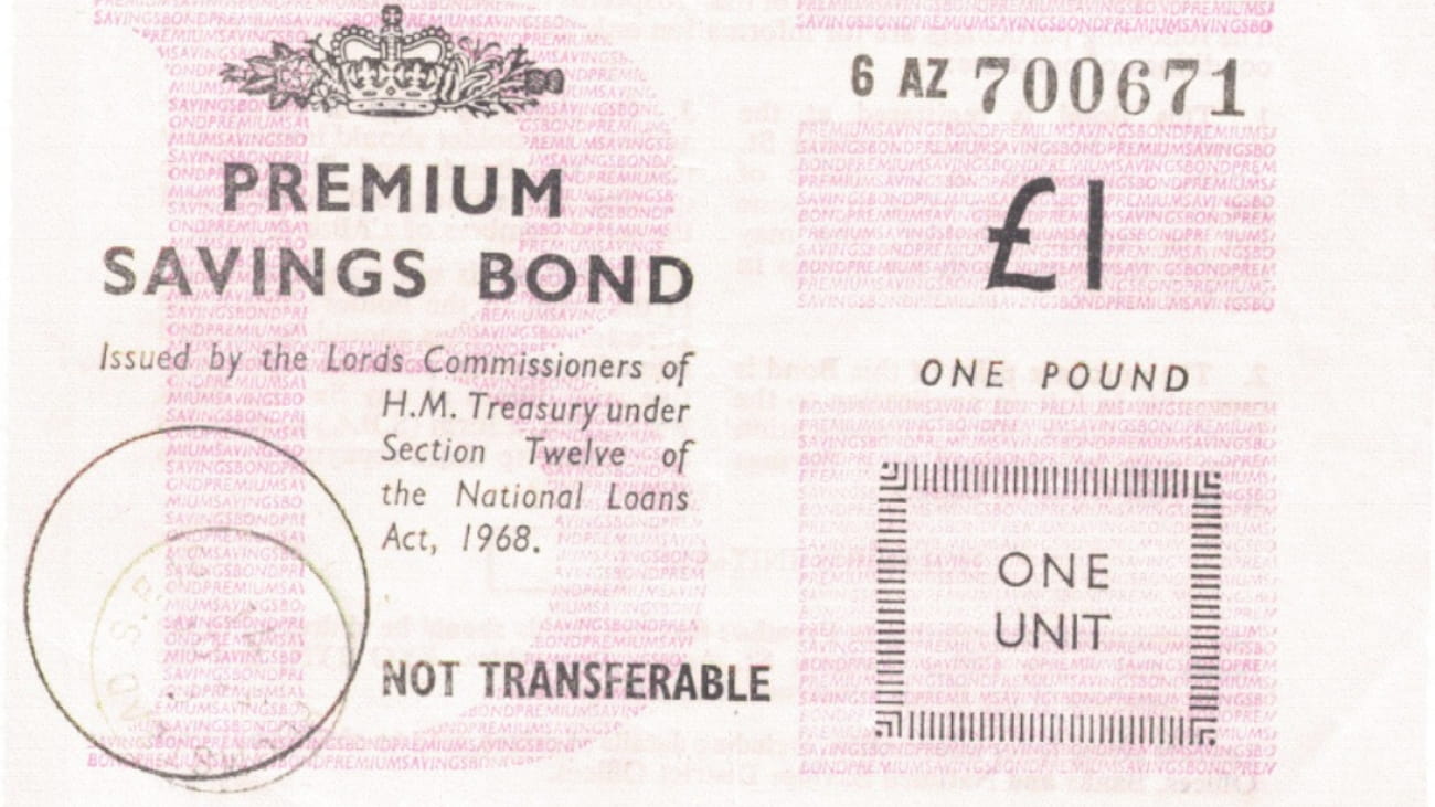 A Premium Bonds certificate from the 1970s